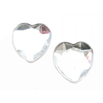 Spejl facet hjerter 10 mm - 2 stk