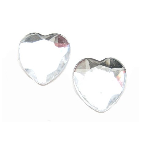 Spejl facet hjerte 10 mm - 2 stk