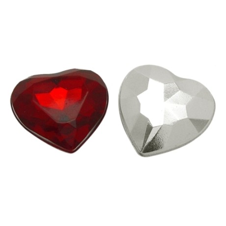 Store facet hjerte 16 mm - 4 stk