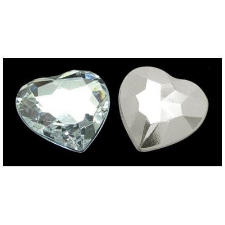 Store facet hjerte 16 mm - 4 stk