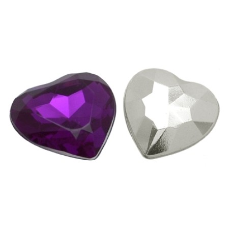 Store facet hjerte 16 mm - 4 stk