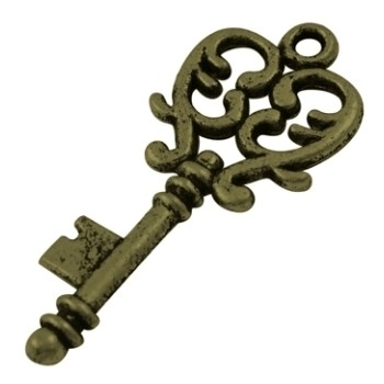 Guld antik nøgle 33 mm - 2 stk