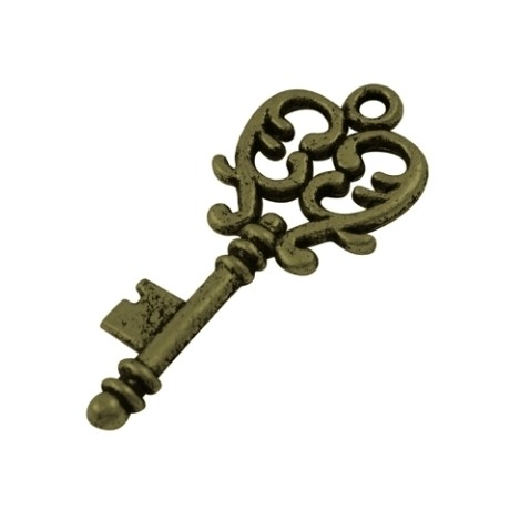 Guld antik nøgle 33 mm - 2 stk