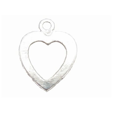 Børstet sølv hjerte 18 mm