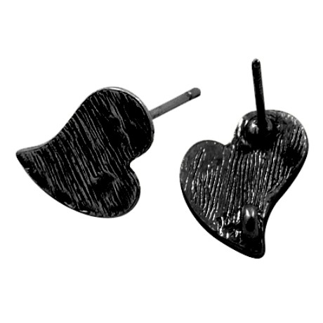 Sort hjerte øreringe 13 mm - 1 par