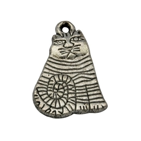 Flot sølv kat på 20 mm - 2 stk