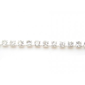 Rhinstens kæde sølv 2,2 mm stene - 20 cm