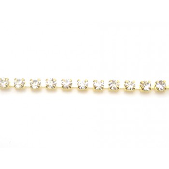 Rhinstens kæde guld 2,2, mm stene - 20 cm