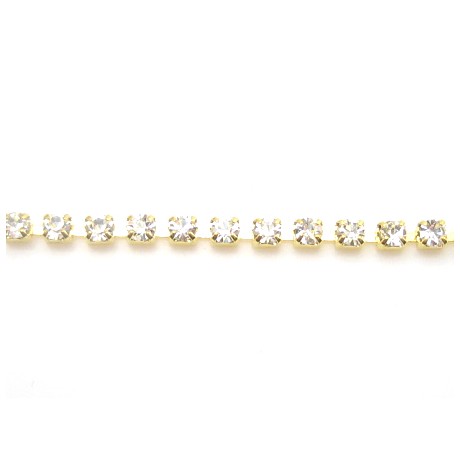 Rhinstens kæde guld 2,8 mm stene - 20 cm