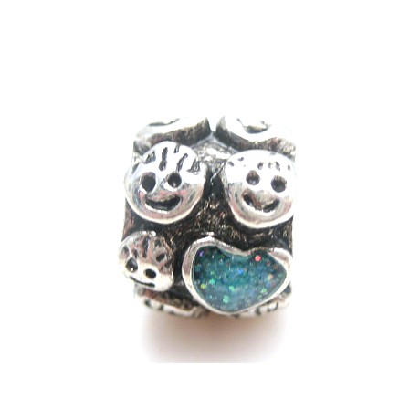 Led med børnehoveder - turkis sten