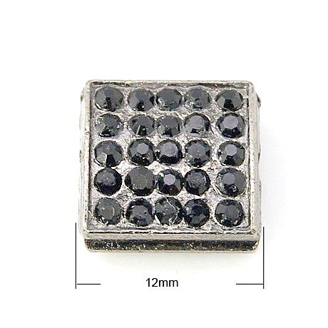 Rhinstens firkant gunmetal 12 / 2