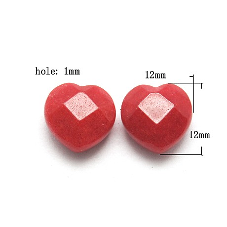 Anboret facetteret jade hjerte 12/1 mm - 2 stk