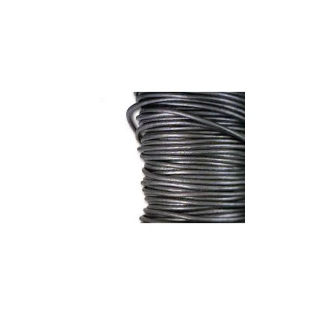Læder snøre 1 mm metallic mørk grå - 1 m