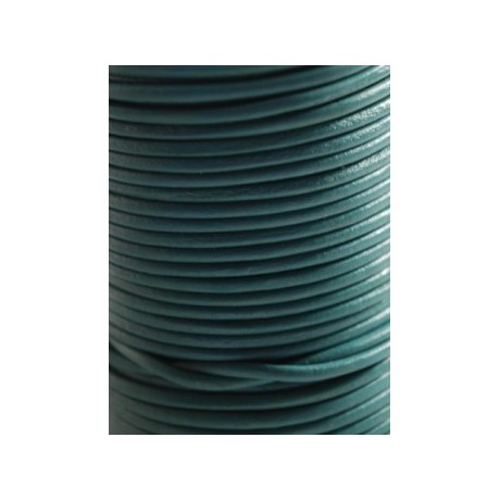 Læder snøre 1 mm grøn / blå - 1 m