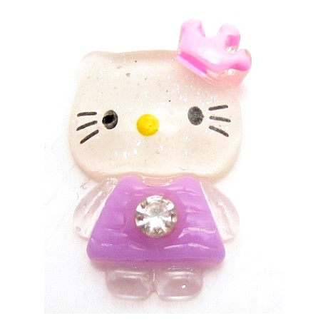 Hello Kitty lilla med sten,  flad bagside