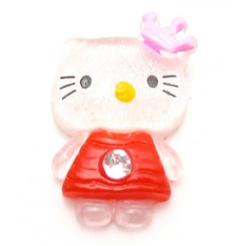 Hello Kitty rød med sten, flad bagside
