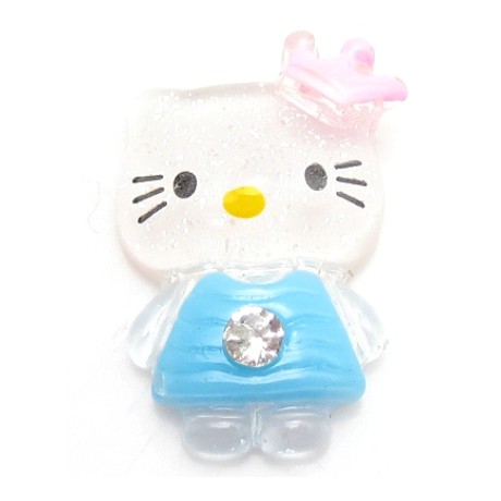 Hello Kitty turkis med sten, flad bagside