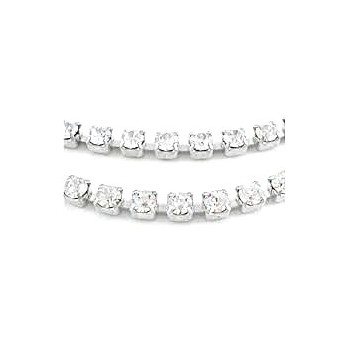 Rhinstens kæde sølv 3x3 mm - 20 cm