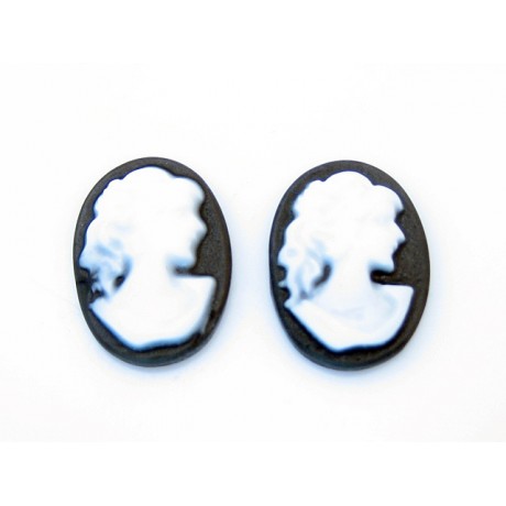 Cameo sort  10 x 13 mm - 2 stk