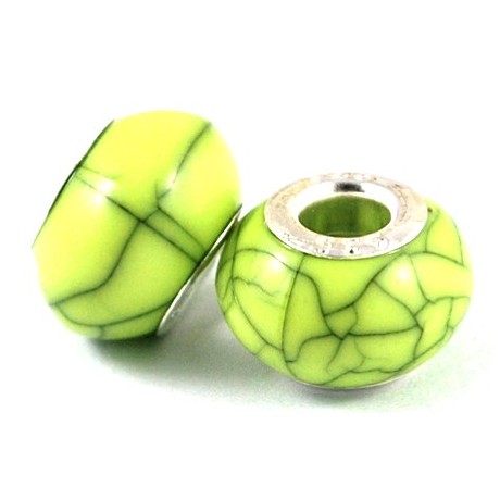 Resin led m/sterling sølv kerne LIME  - 2 STK