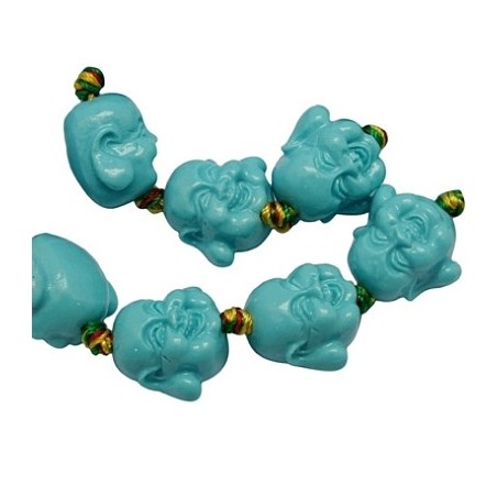 Buddha skåret sten 17 mm - TURKIS