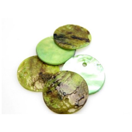 Rå grøn skaller 14mm - 6 stk