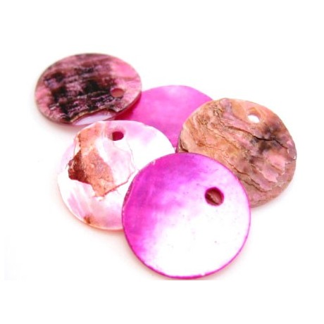 Rå pink skaller 14 mm - 6 stk