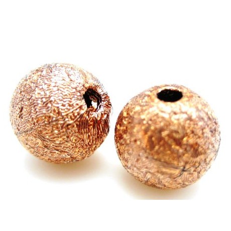 Silkebørstet kobber perle 8 mm -4 stk