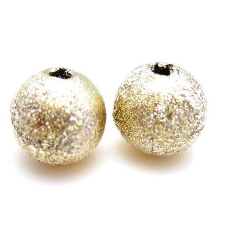 Silkebørstet lys guld perle 8 mm - 4 stk