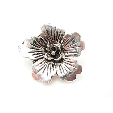 Smuk blomster knap antik sølv 18 / 2 mm HOT