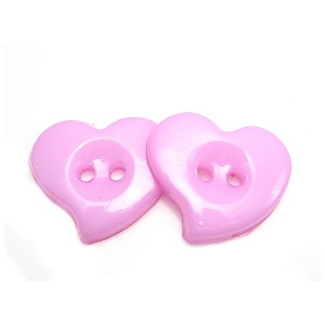 Hjerte Knap 23 mm  - 8 stk Lilla