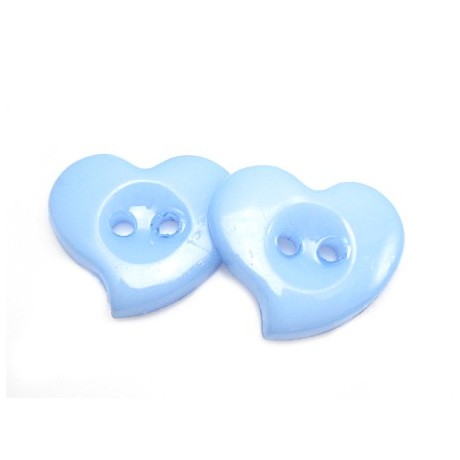 Hjerte Knap 23 mm  - 8 stk Blå