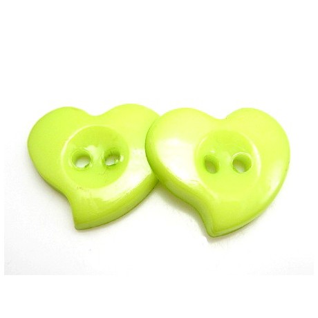 Hjerte Knap 23 mm  - 8 stk Lime