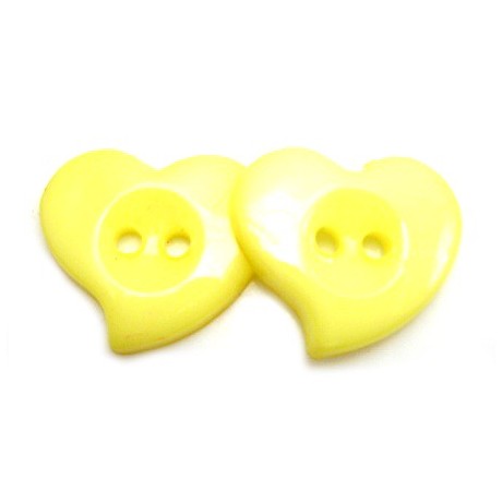Hjerte Knap 23 mm  - 8 stk Gul