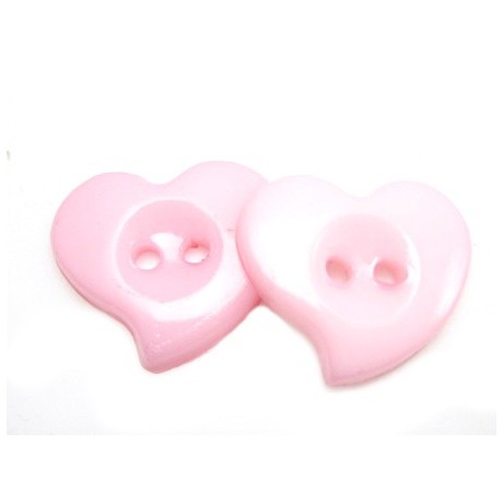 Hjerte Knap 23 mm  - 8 stk Rosa