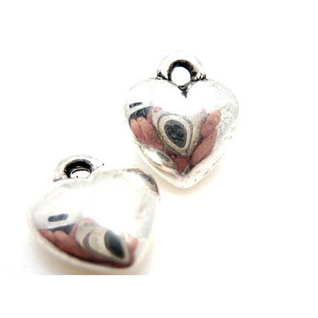 Hjerte i sølv belagt 10 mm - 2 stk