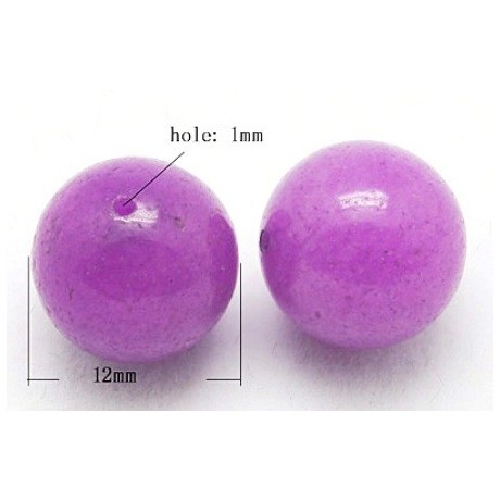 Anboret jade lilla 12 mm - 2 stk