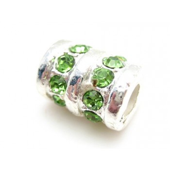 Perle med stene 13 / 5 mm grøn