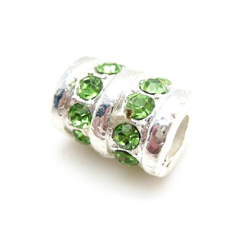 Perle med stene 13 / 5 mm grøn