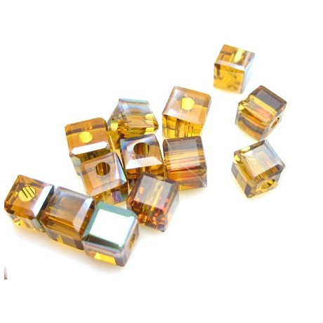 Firkantet elektro glasperle 4 x 4/ 1 mm - brun-  14 STK