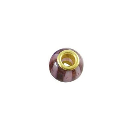 Glas led med guld kerne 14 / 5 mm - lilla / blomme