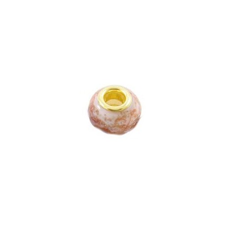 Glas led med guld kerne 14 / 5 mm - rosa / brun