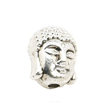 Buddha  11 x 9 mm 2 mm hul sølv - 2 stk