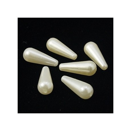 Dråbe perle 18 mm  hvid - 4 stk