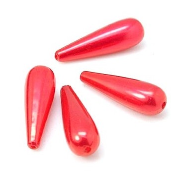 Dråbe perle 30 mm  Rød - 2 stk