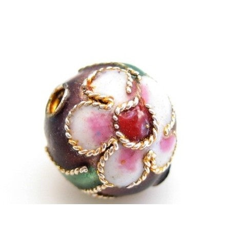 Rund 8mm brun cloisonne - 4 stk