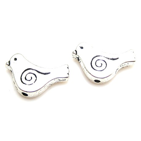 Flot fugl i tibet sølv 15 mm - 2 stk