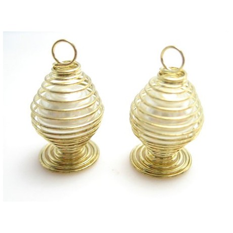 Perle i bur - creme / gul  - 2 stk