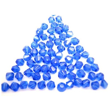 Glas perle facet 4 mm - 70 stk - saphir blå