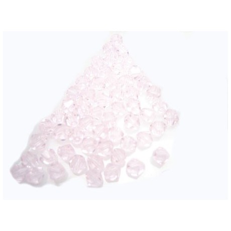 Glas perle facet 4 mm - 70 stk - lys rosa
